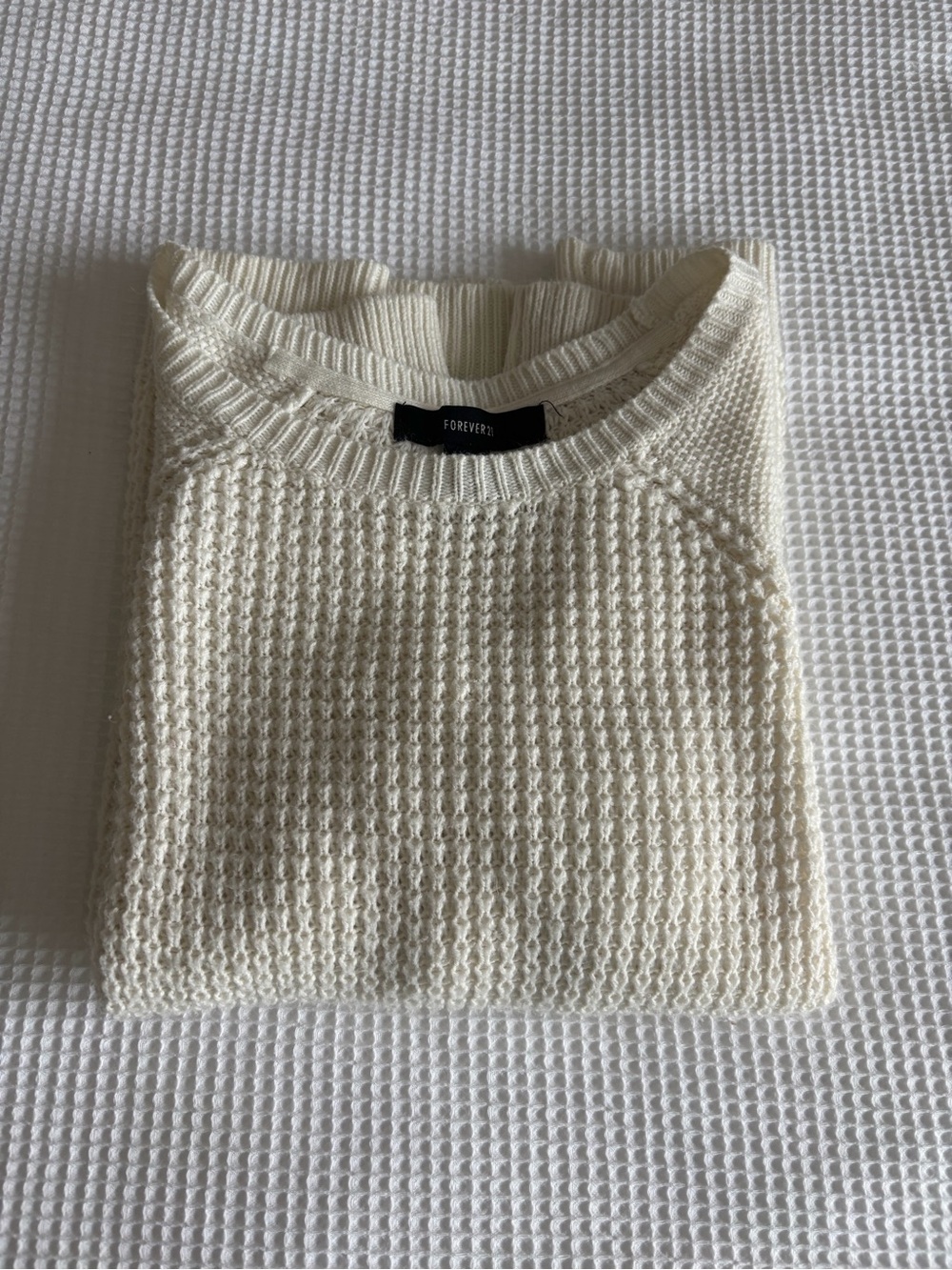 Forever 21 Cream Waffle Knit Sweater